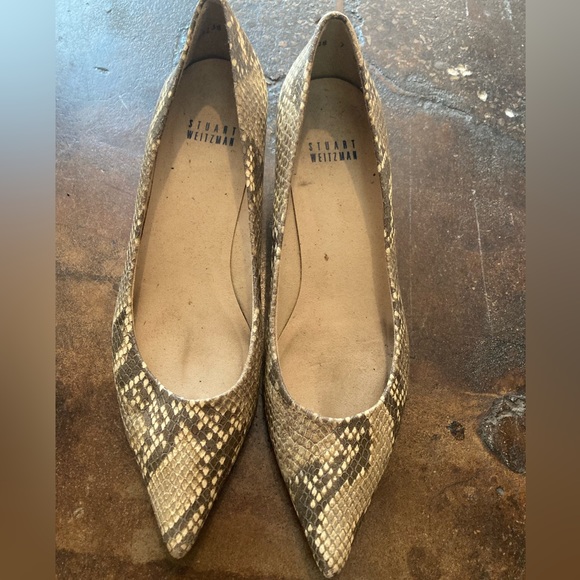 Stuart Weitzman Python Pointed Toes Kitten Heels Snake Print - Picture 1 of 4